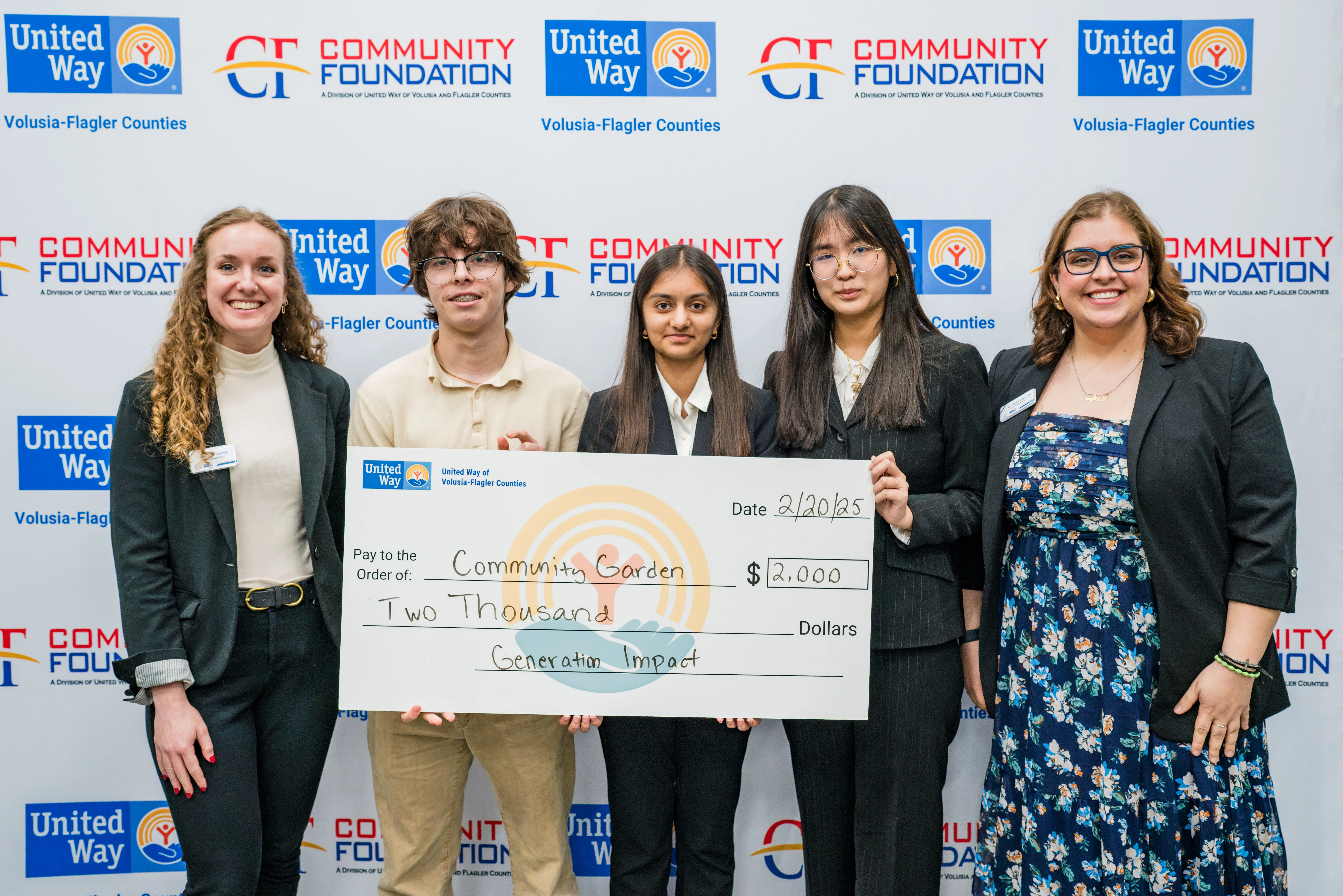 Community Garden team with "big check."