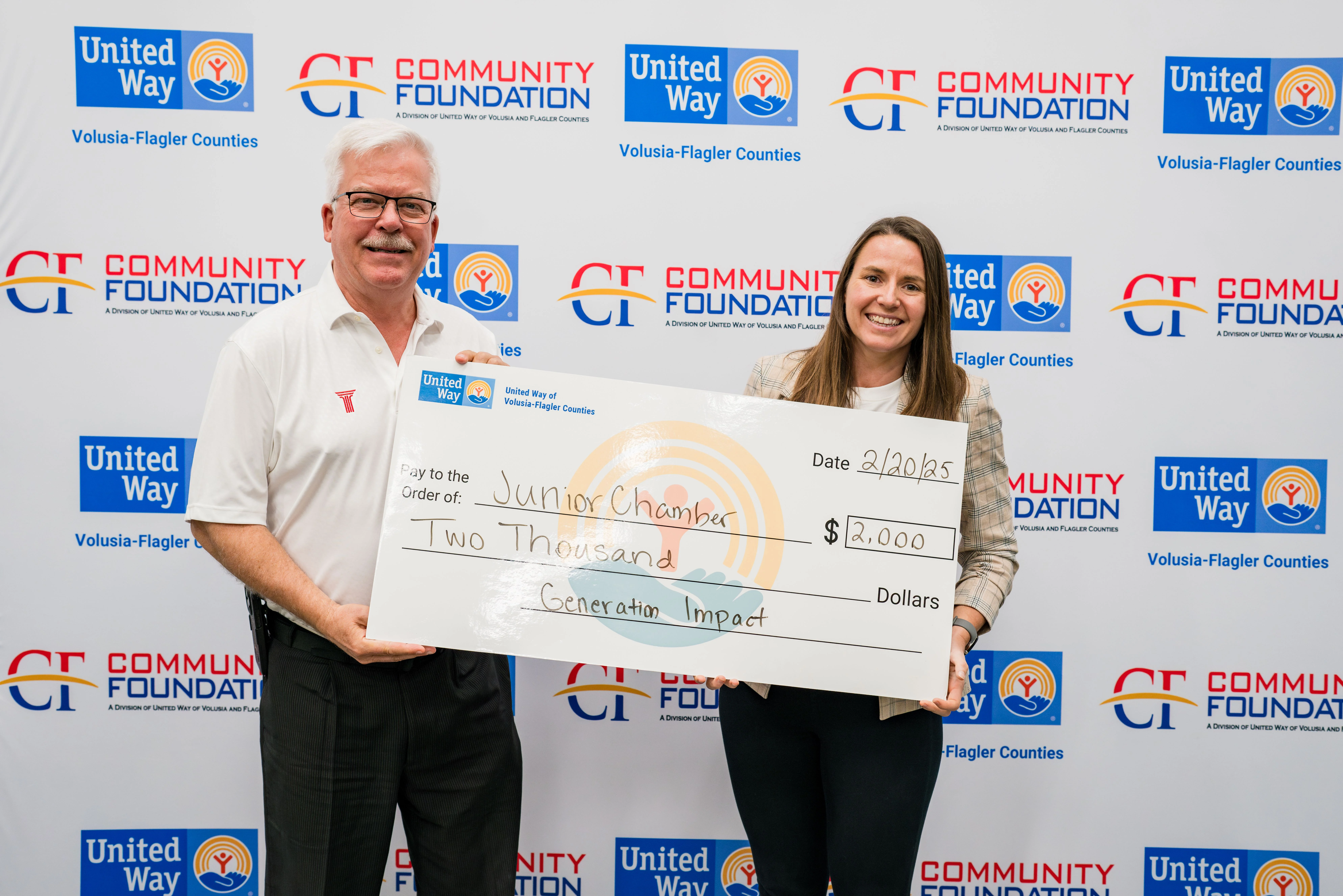 Junior Chamber team with "big check."